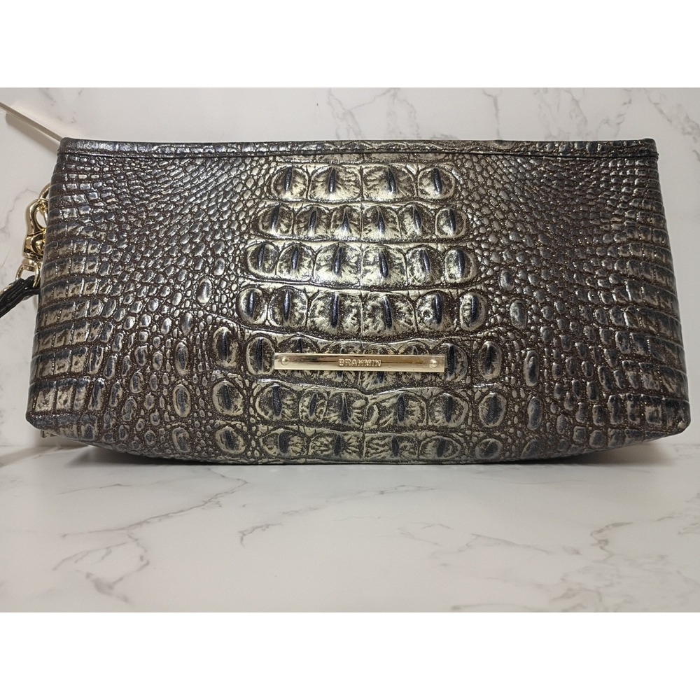 BRAHMIN Kayla Croc-Embossed Melbourne Leather Clucth Wristlet w/ Dust Bag - NWT